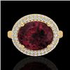 Image 2 : 4.50 CTW Garnet & Micro Pave VS/SI Diamond Ring 18K Yellow Gold - REF-98X4T - 20917