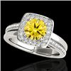 Image 1 : 1.33 CTW Certified Si/I Fancy Intense Yellow Diamond Solitaire Halo Ring 10K White Gold - REF-176M4H