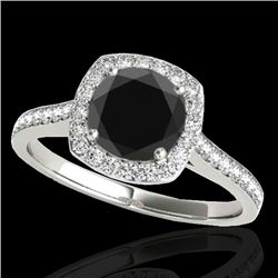 1.4 CTW Certified VS Black Diamond Solitaire Halo Ring 10K White Gold - REF-61F3N - 34187