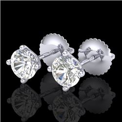1.01 CTW VS/SI Diamond Solitaire Art Deco Stud Earrings 18K White Gold - REF-180T2M - 37298