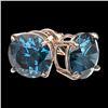 Image 4 : 3.15 CTW Certified Intense Blue SI Diamond Solitaire Stud Earrings 10K Rose Gold - REF-379H3A - 3670