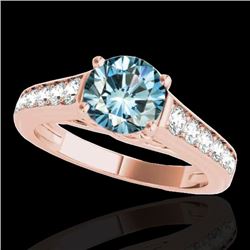 1.5 CTW Si Certified Fancy Blue Diamond Solitaire Ring 10K Rose Gold - REF-169X3T - 34904