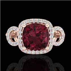 3.75 CTW Garnet & Micro VS/SI Diamond Ring 14K Rose Gold - REF-54W9F - 23004