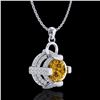 Image 4 : 1.57 CTW Intense Fancy Yellow Diamond Micro Pave Stud Necklace 18K White Gold - REF-147H3A - 37637