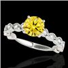 Image 1 : 1.5 CTW Certified Si/I Fancy Intense Yellow Diamond Solitaire Ring 10K White Gold - REF-163T6M - 348