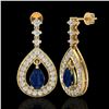 Image 2 : 2.25 CTW Sapphire & Micro Pave VS/SI Diamond Earrings Designer 14K Yellow Gold - REF-105W5F - 23156