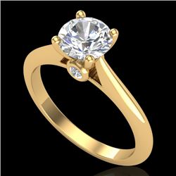 1.08 CTW VS/SI Diamond Solitaire Art Deco Ring 18K Yellow Gold - REF-361T8M - 37288