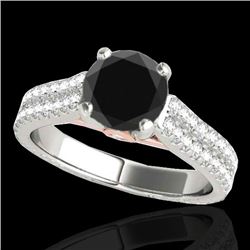 2.11 CTW Certified VS Black Diamond Pave Ring 10K White & Rose Gold - REF-88K9W - 35468