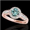 Image 1 : 1.55 CTW Si Certified Fancy Blue Diamond Solitaire Halo Ring 10K Rose Gold - REF-180Y2K - 34366