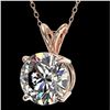 Image 2 : 2.03 CTW Certified H-SI/I Quality Diamond Solitaire Necklace 10K Rose Gold - REF-585M2H - 36809