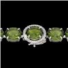 Image 1 : 65 CTW Green Tourmaline & Micro VS/SI Diamond Halo Bracelet 14K White Gold - REF-593A8X - 22263