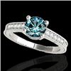 Image 1 : 1.2 CTW Si Certified Fancy Blue Diamond Solitaire Antique Ring 10K White Gold - REF-155Y5K - 34752