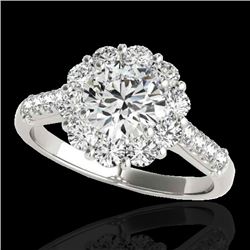 2 CTW H-SI/I Certified Diamond Solitaire Halo Ring 10K White Gold - REF-207Y3K - 33418