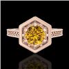 Image 2 : 0.77 CTW Intense Fancy Yellow Diamond Engagement Art Deco Ring 18K Rose Gold - REF-130M9H - 37505