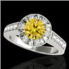 Image 1 : 2 CTW Certified Si/I Fancy Intense Yellow Diamond Solitaire Halo Ring 10K White Gold - REF-236M4H - 
