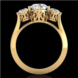 1.51 CTW VS/SI Diamond Solitaire Art Deco 3 Stone Ring 18K Yellow Gold - REF-427X3T - 37237