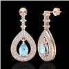Image 2 : 2.25 CTW Aquamarine & Micro Pave VS/SI Diamond Earrings Designer 14K Rose Gold - REF-103W3F - 23146