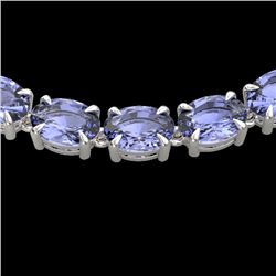 56 CTW Tanzanite Eternity Designer Inspired Tennis Necklace 14K White Gold - REF-631N3Y - 23409