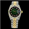 Image 2 : Rolex Men's Two Tone 14K Gold/SS, QuickSet, Diam Dial & Diam/Emerald Bezel - REF-557K7T