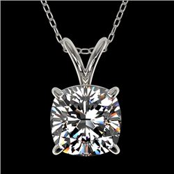 1.25 CTW Certified VS/SI Quality Cushion Cut Diamond Necklace 10K White Gold - REF-423X3T - 33217