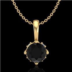 0.62 CTW Fancy Black Diamond Solitaire Art Deco Stud Necklace 18K Yellow Gold - REF-56H4A - 37795