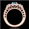 Image 4 : 2.16 CTW Intense Blue Diamond Solitaire Art Deco 3 Stone Ring 18K Rose Gold - REF-270F9N - 37671