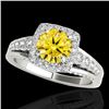 Image 1 : 2 CTW Certified Si/I Fancy Intense Yellow Diamond Solitaire Halo Ring 10K White Gold - REF-309N3Y - 