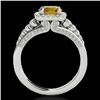 Image 2 : 2 CTW Certified Si/I Fancy Intense Yellow Diamond Solitaire Halo Ring 10K White Gold - REF-309N3Y - 