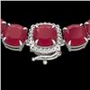 Image 1 : 116 CTW Ruby & VS/SI Diamond Halo Micro Eternity Necklace 14K White Gold - REF-467H3A - 23359