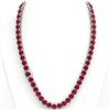 Image 4 : 116 CTW Ruby & VS/SI Diamond Halo Micro Eternity Necklace 14K White Gold - REF-467H3A - 23359