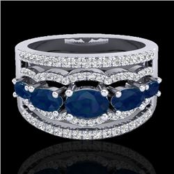 2.25 CTW Sapphire & Micro Pave VS/SI Diamond Designer Ring 10K White Gold - REF-71N3Y - 20804