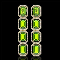 17.81 CTW Peridot & Diamond Halo Earrings 10K Yellow Gold - REF-220F8N - 41599