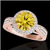 Image 1 : 2.15 CTW Certified Si/I Fancy Intense Yellow Diamond Solitaire Halo Ring 10K Rose Gold - REF-318N2Y 