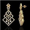 Image 2 : 3 CTW Micro Pave VS/SI Diamond Earrings Dangling Designer 14K Yellow Gold - REF-267A6X - 22490