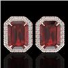 Image 1 : 12 CTW Garnet And Micro Pave VS/SI Diamond Halo Earrings 14K Rose Gold - REF-65W6F - 21226