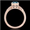 Image 4 : 1.17 CTW Fancy Intense Blue Diamond Solitaire Art Deco Ring 18K Rose Gold - REF-180M2H - 38035