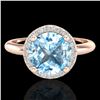 Image 1 : 2.70 CTW Sky Blue Topaz & Micro VS/SI Diamond Ring Designer Halo 14K Rose Gold - REF-45M6H - 23215