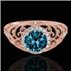 Image 1 : 1.22 CTW Si Certified Fancy Blue Diamond Solitaire Halo Ring 10K Rose Gold - REF-170A9X - 33784