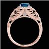 Image 2 : 1.22 CTW Si Certified Fancy Blue Diamond Solitaire Halo Ring 10K Rose Gold - REF-170A9X - 33784
