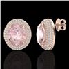 Image 2 : 9 CTW Morganite & Micro Pave VS/SI Diamond Earrings 14K Rose Gold - REF-273X5T - 20228