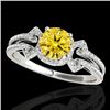 Image 1 : 1.36 CTW Certified Si/I Fancy Intense Yellow Diamond Solitaire Ring 10K White Gold - REF-169A3X - 35