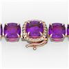 Image 1 : 46 CTW Amethyst & Micro VS/SI Diamond Halo Designer Bracelet 14K Rose Gold - REF-157M3H - 23297