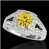 Image 1 : 1.65 CTW Certified Si/I Fancy Intense Yellow Diamond Solitaire Halo Ring 10K White Gold - REF-289M3H
