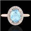 Image 1 : 1.50 CTW Aquamarine & Micro VS/SI Diamond Ring Solitaire Halo 14K Rose Gold - REF-47H8A - 21000