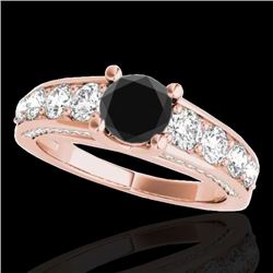 3.05 CTW Certified VS Black Diamond Solitaire Ring 10K Rose Gold - REF-161T8M - 35520