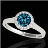 Image 1 : 1.11 CTW Si Certified Fancy Blue Diamond Solitaire Halo Ring 10K White Gold - REF-167W3F - 33819