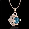 Image 4 : 1.57 CTW Fancy Intense Blue Diamond Micro Pave Stud Necklace 18K Rose Gold - REF-147K3W - 37636