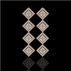 5.31 CTW Princess Cut Diamond Designer Earrings 18K Rose Gold - REF-978N4Y - 42801