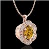 Image 4 : 1.01 CTW Intense Fancy Yellow Diamond Art Deco Stud Necklace 18K Rose Gold - REF-136T4M - 37974