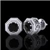 Image 2 : 1.07 CTW Fancy Black Diamond Solitaire Art Deco Stud Earrings 18K White Gold - REF-72W8F - 37933